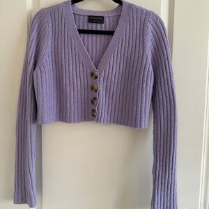 Purple Cropped Cardigan